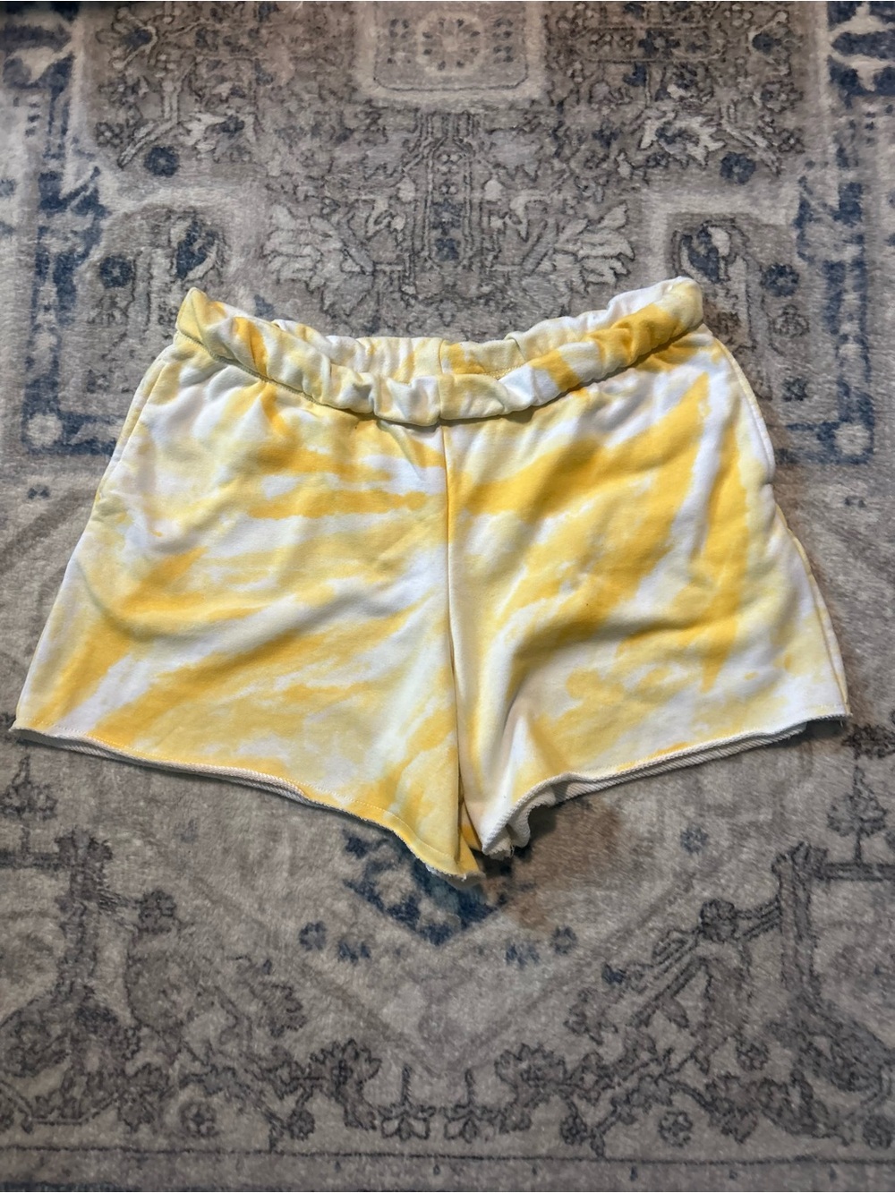 Secret Treasures Yellow Tie-Dye Women’s Lounge Shorts - Soft Elastic Waist